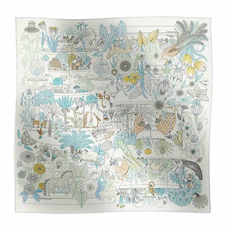 (Women) HERMES Printed Logo Silk Scarf Women White/Light Blue/Mint Green H004094S14 圖 2