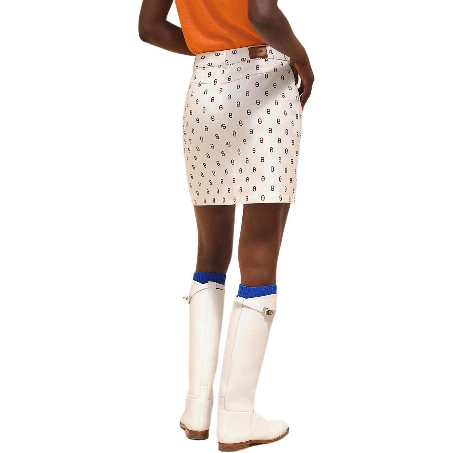 Shop (W) 愛馬仕女士印花迷你休閒牛仔裙 FW25 淺棕米色 H4E0315D3HW