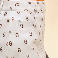 Details for (Women) HERMES Printed Mini Casual Denim Skirt Women FW25 Light Brown Beige H4E0315D3HW