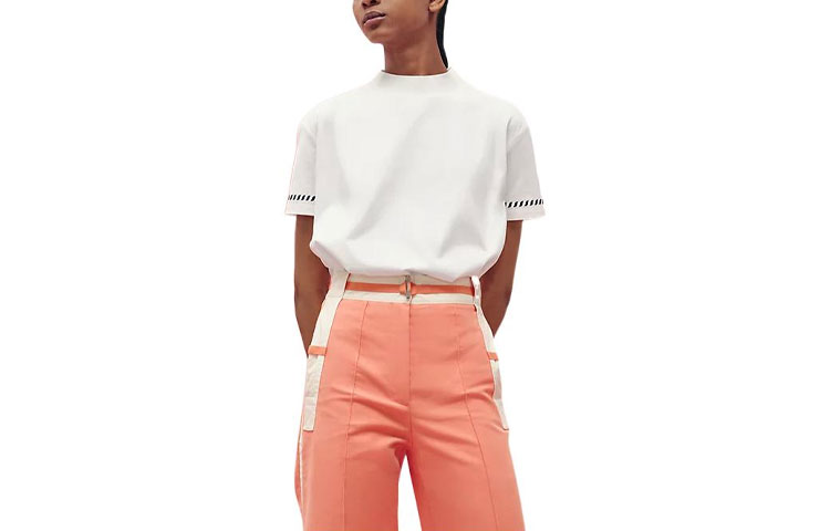 (Women) HERMES Printed Round Neck Pullover SS23  Drop-Shoulder White T-Shirt H3E4621DL9036