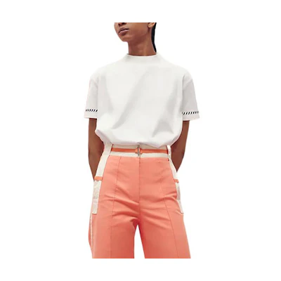 (Women) HERMES Printed Round Neck Pullover SS23 Drop-Shoulder White T-Shirt H3E4621DL9036