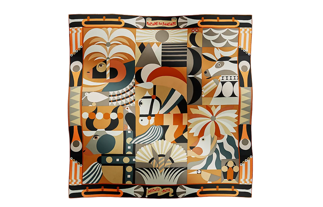 (Women) HERMES Printed Silk Scarf for Women - Reversible Design, Multicolor. H004006S-11
