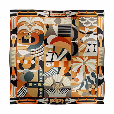 (Women) HERMES Printed Silk Scarf for Women - Reversible Design, Multicolor. H004006S-11