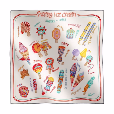 (Women) HERMES Printed Silk Scarf for Women - White. H984109S 05
