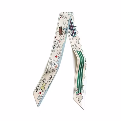 (Women) HERMES Printed Silk Scarf for Women in Cream Color. H064116Sv04