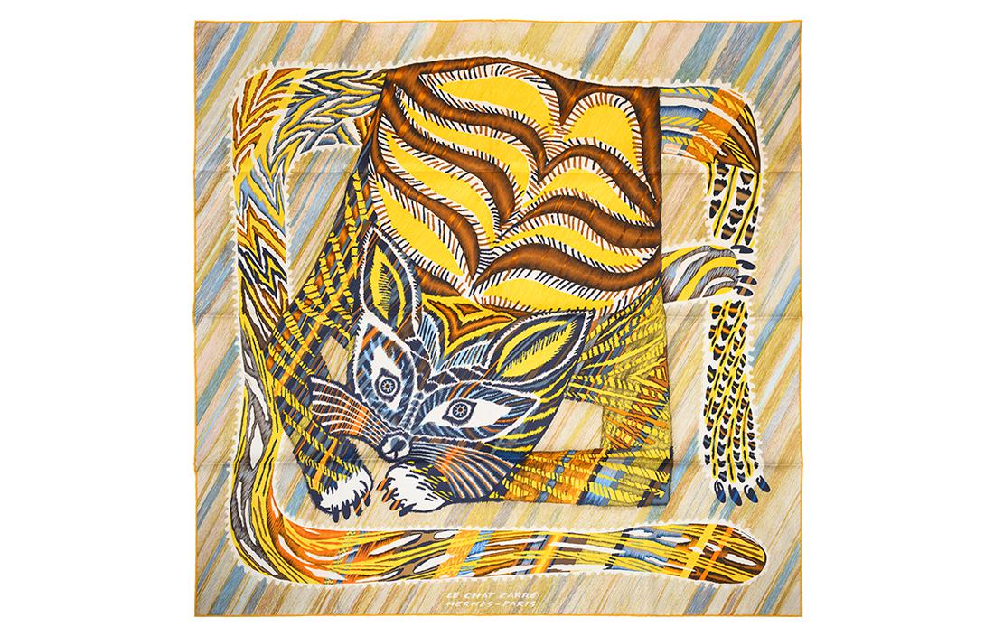 (Women) HERMES Printed Silk Scarf for Women Yellow SCARF90YEL21