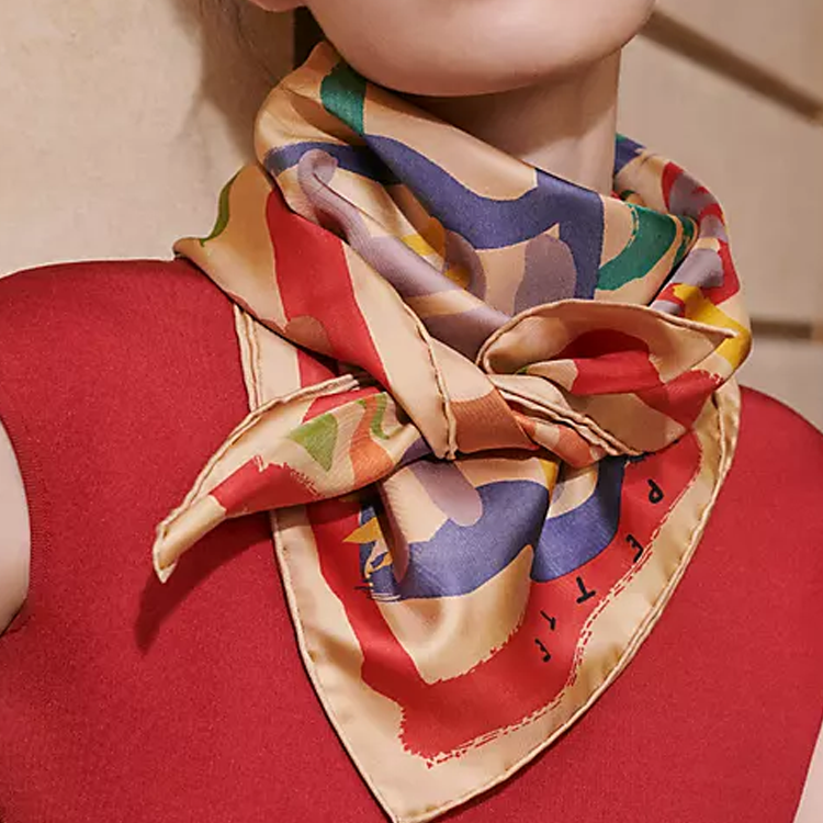 (Women) HERMES Printed Striped Silk Scarf Yellow  Accessory H004092Sv03 圖 4