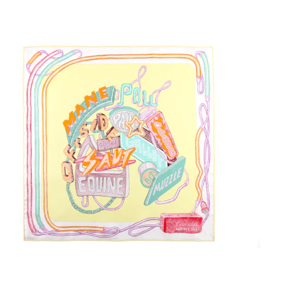 (Women) HERMES Prism World Yellow Silk Scarf. H893954S-01