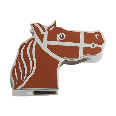 (Women) HERMES Quadrige Horse Pattern Silk Scarf Ring Brown/Silver for Women. H603383S-01