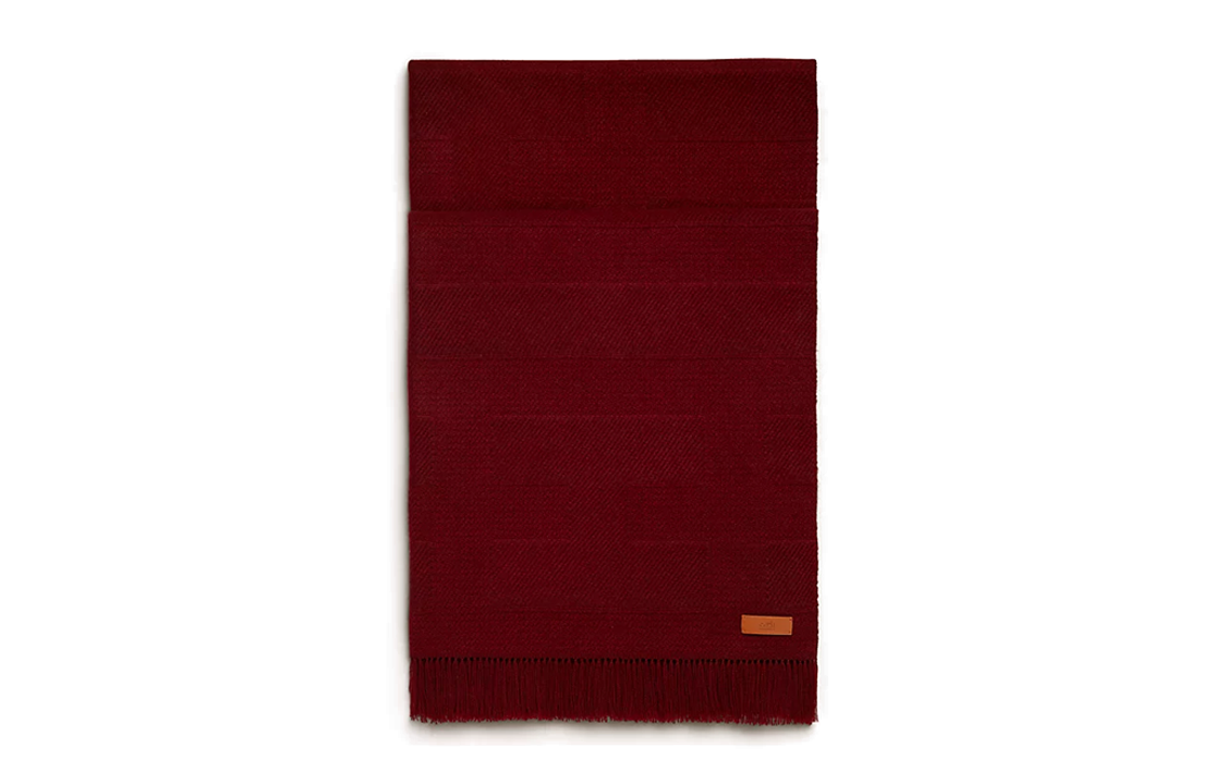 (Women) HERMES Rayee H Jacquard Knit Striped Scarf Burgundy for Women. H269127S-03 圖 2