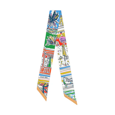 (Women) HERMES Rayures d'Ete Twilly Scarf Multicolor for Women H063850S 13