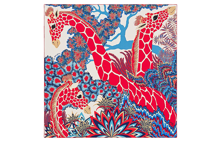 (Women) HERMES Red Giraffe Print Fashion Silk Scarf H003441S-05 圖 2