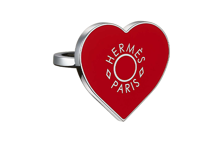 (Women) HERMES Red Heart Lacquer Scarf Ring H602023SV01