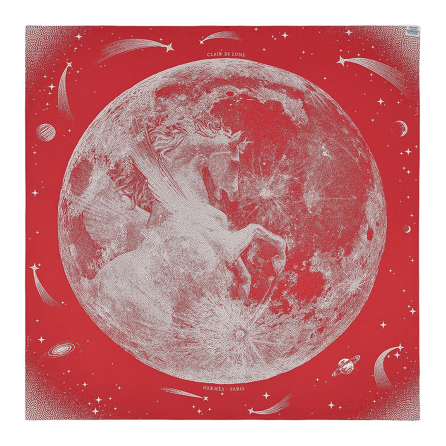 (Women) HERMES Red Horse Print Silk Scarf for Women. H903795S 01