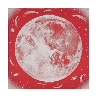 (Women) HERMES Red Horse Print Silk Scarf for Women. H903795S 01