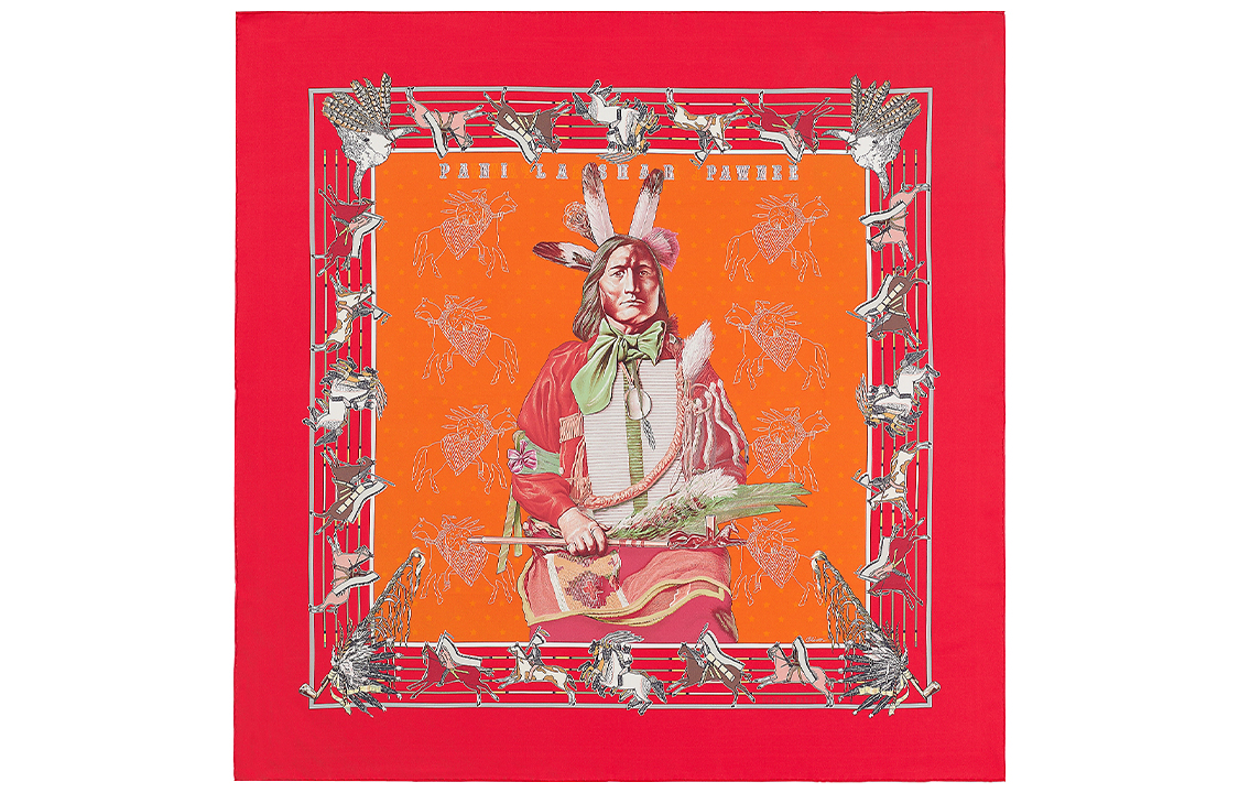 (Women) HERMES Red Reversible Scarf Pocano Chief Design H903551S-02 圖 3