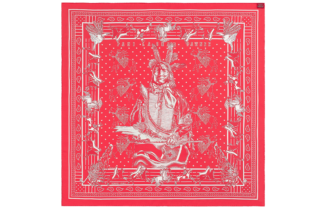 (Women) HERMES Red Reversible Scarf Pocano Chief Design H903551S-02 圖 4