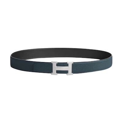 (Women) HERMES Reversible Calfskin Leather Belt for Women Blue 3.2cm Adjustable Buckle H010758UK05-H073967CAAD090