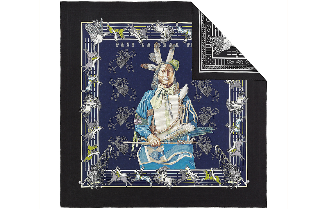 (Women) HERMES Reversible Scarf Navy/Black Pony Chief Design. H903551S-04 圖 2