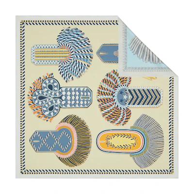 (Women) HERMES Reversible Silk Scarf - Pearl Gray/Light Yellow/Blue Gray H903983S 02