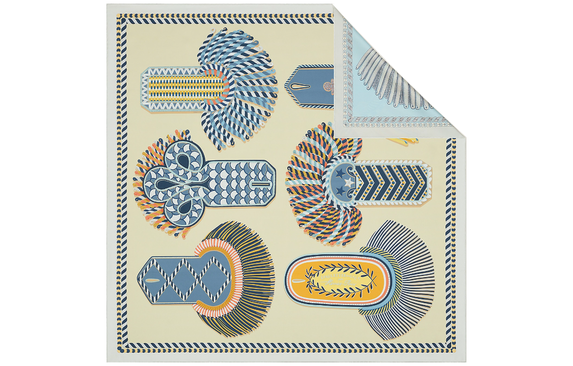 (Women) HERMES Reversible Silk Scarf  - Pearl Gray/Light Yellow/Blue Gray H903983S 02 圖 2