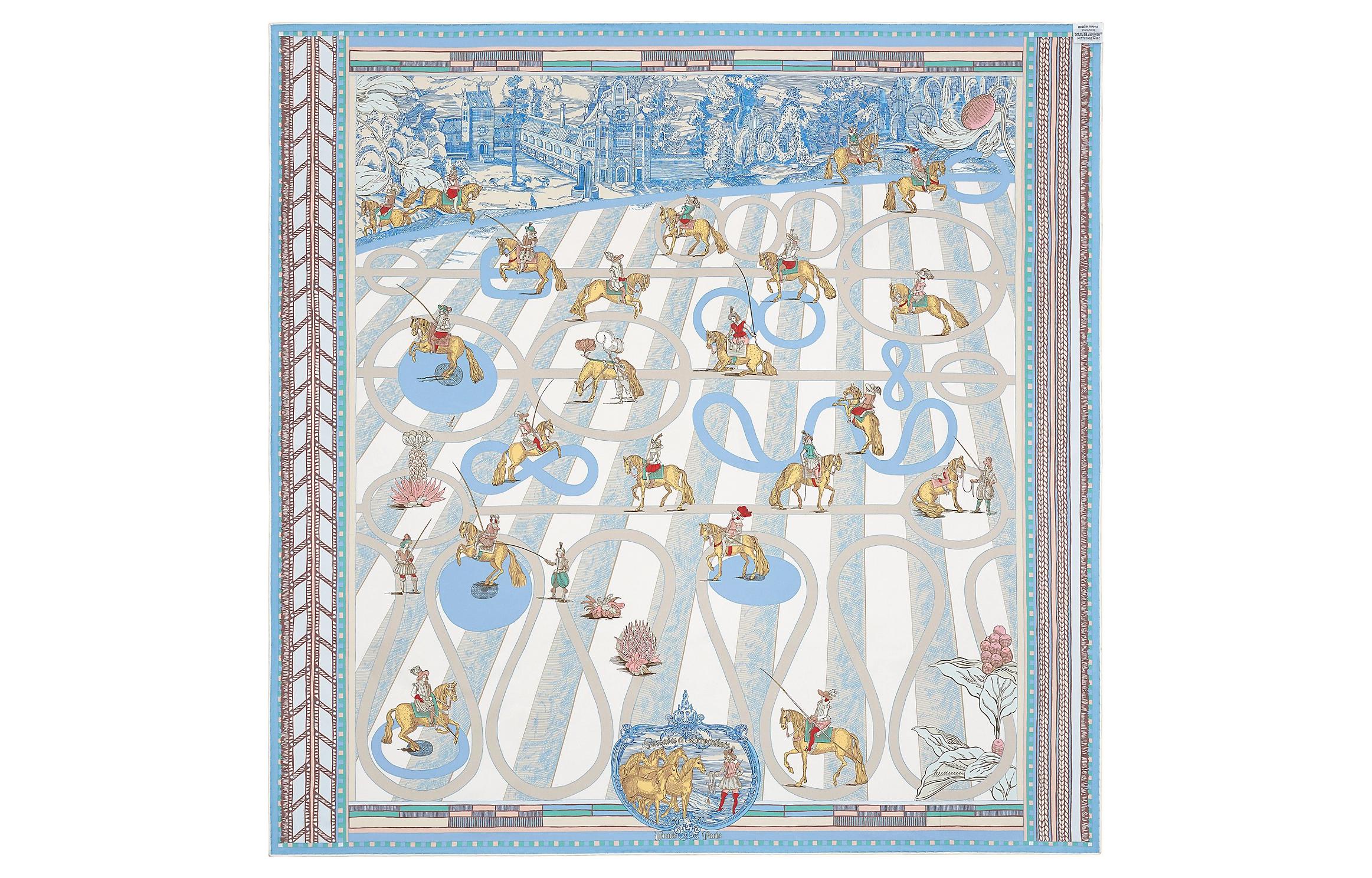 (Women) HERMES Reversible Silk Scarf "Turned Steps & Serpentine" Blue/Pink/Brown H903688S-03 圖 4