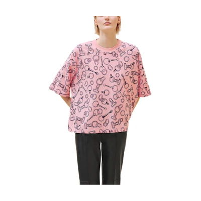(Women) HERMES Ribbed Knit Crewneck Short-Sleeve T-Shirt FW24 Quartz Rose. H4H4639DJ3Y