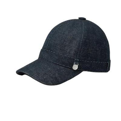 (Women) HERMES Ribbon Design Cotton Baseball Cap Women Indigo Blue H242024N