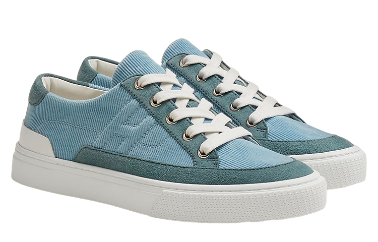(W) HERMES Ridged Velvet Leather Low-Top Sneaker 'Blue' 圖 3