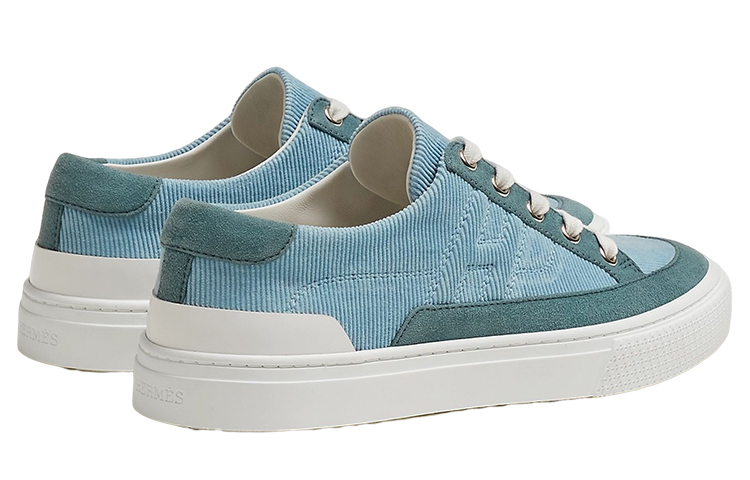 (W) HERMES Ridged Velvet Leather Low-Top Sneaker 'Blue' 圖 4