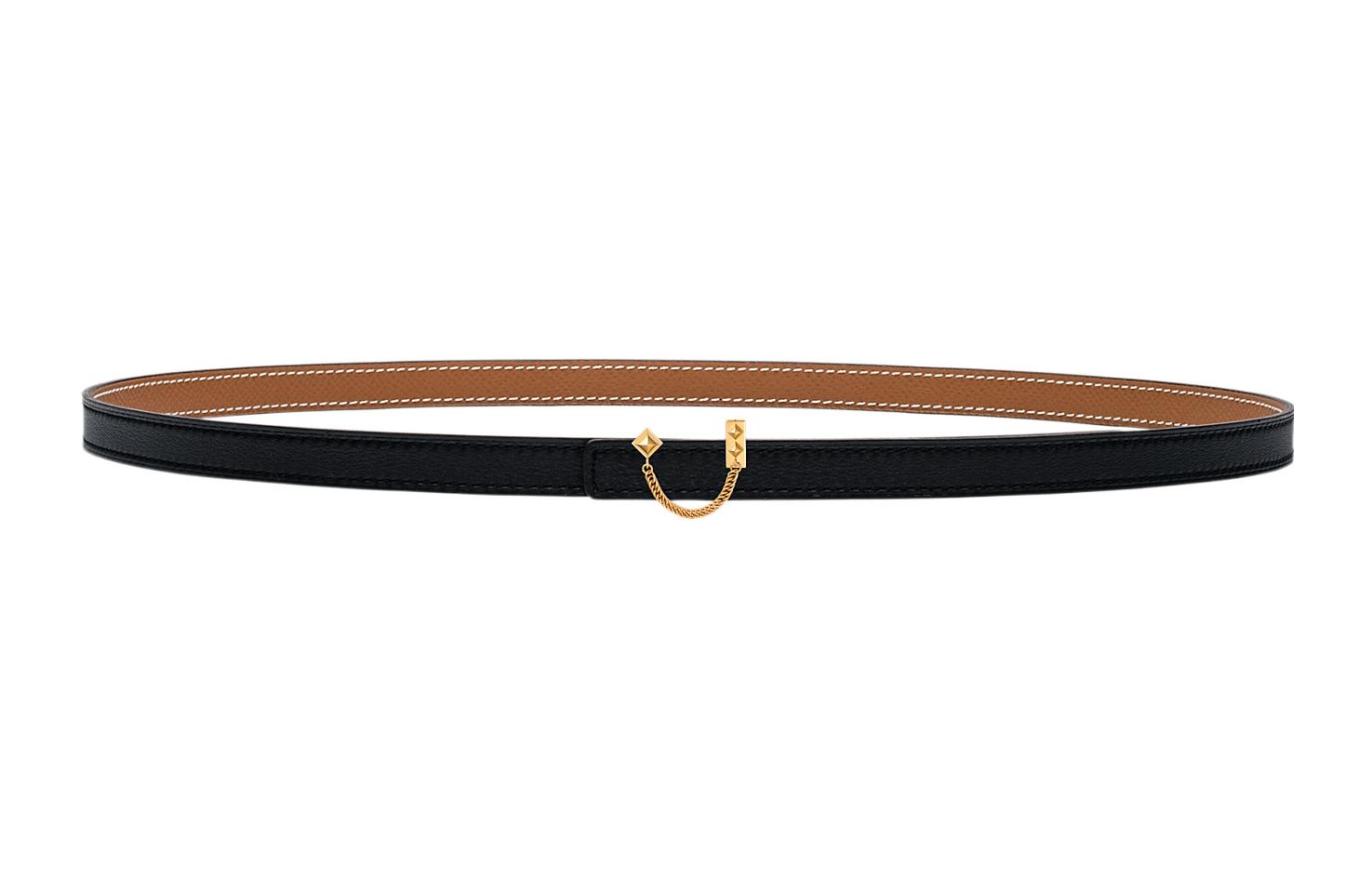 (Women) HERMES Rivet Chain Reversible Belt Women’s Black/Brown. H081723CC06-H065538CAAB