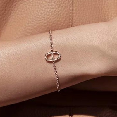 (W) HERMES 玫瑰金18K標誌手鍊 女款 粉金配色 107764287 Shop (W) HERMES 玫瑰金18K標誌手鍊 女款 粉金配色 107764287