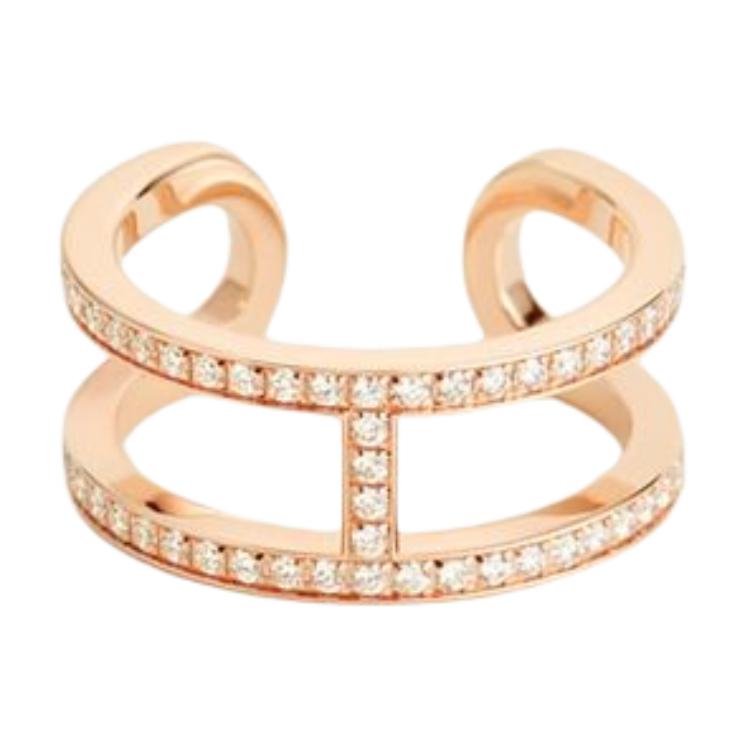 (Women) HERMES Rose Gold 750  Ring with Inlaid Design. 105544751