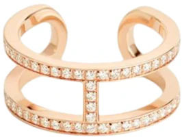 (Women) HERMES Rose Gold 750 Ring with Inlaid Design. 105544751 (Women) HERMES Rose Gold 750 Ring with Inlaid Design. 105544751