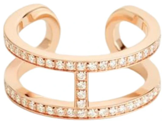 (W) HERMES Cincin Emas Rose 750 dengan Desain Inlay. 105544751 Order (W) HERMES Cincin Emas Rose 750 dengan Desain Inlay. 105544751