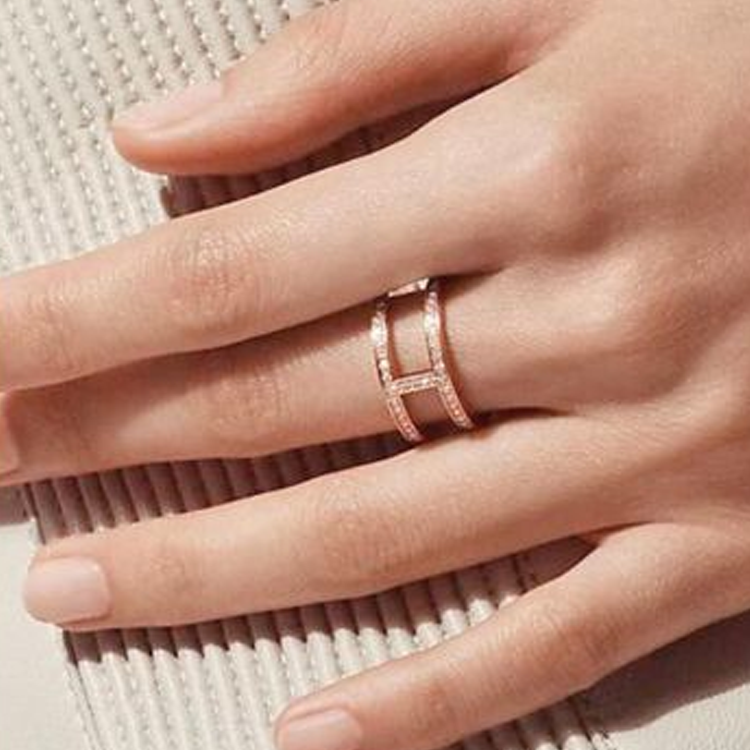 (Women) HERMES Rose Gold 750  Ring with Inlaid Design. 105544751 圖 4