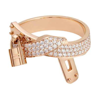 (Women) HERMES Rose Gold Ring with Color-Block Design. H222618B