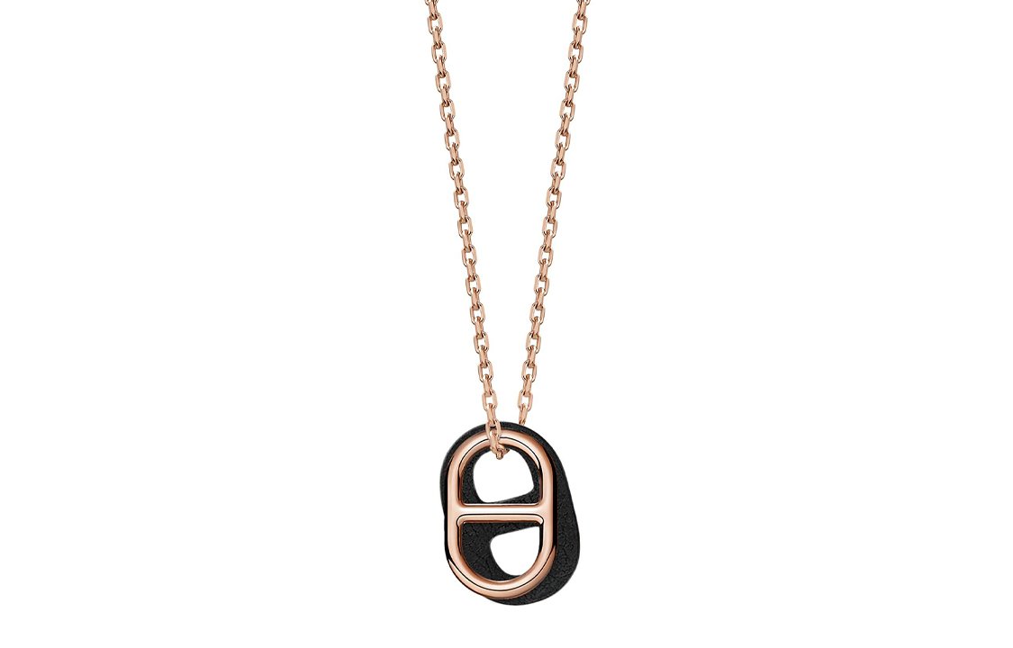 (Women) Hermes Rose Gold Black Metal Necklace for Women H079528CD89