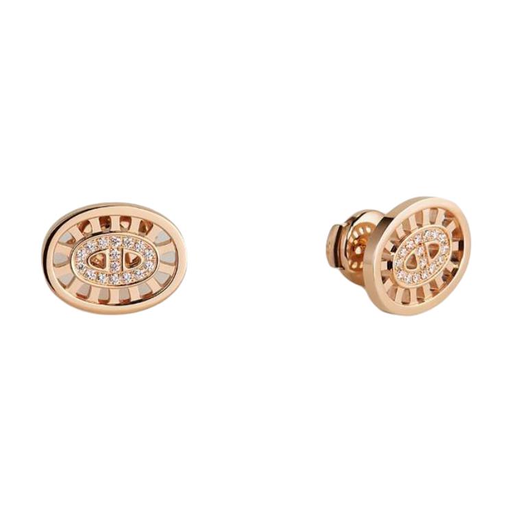 Order (W) 愛馬仕玫瑰金鑽石耳環 女士款 H222521B00