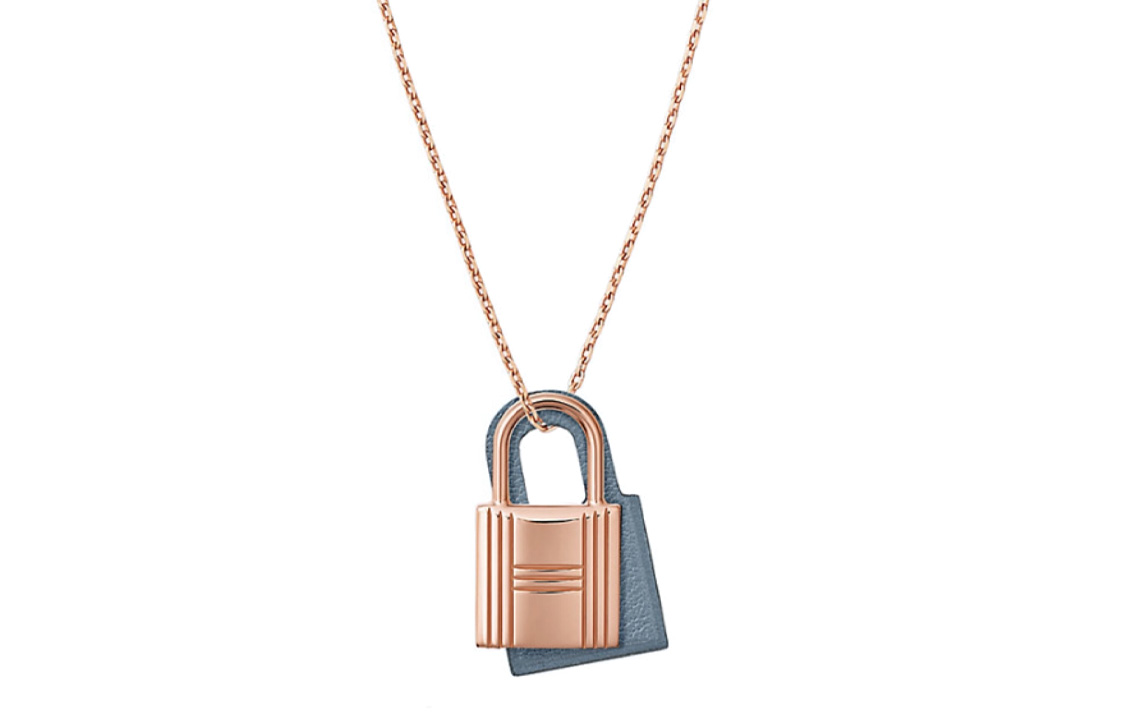 (Women) HERMES Rose Gold Padlock Calfskin Leather Necklace for Women. H078852CDJ7