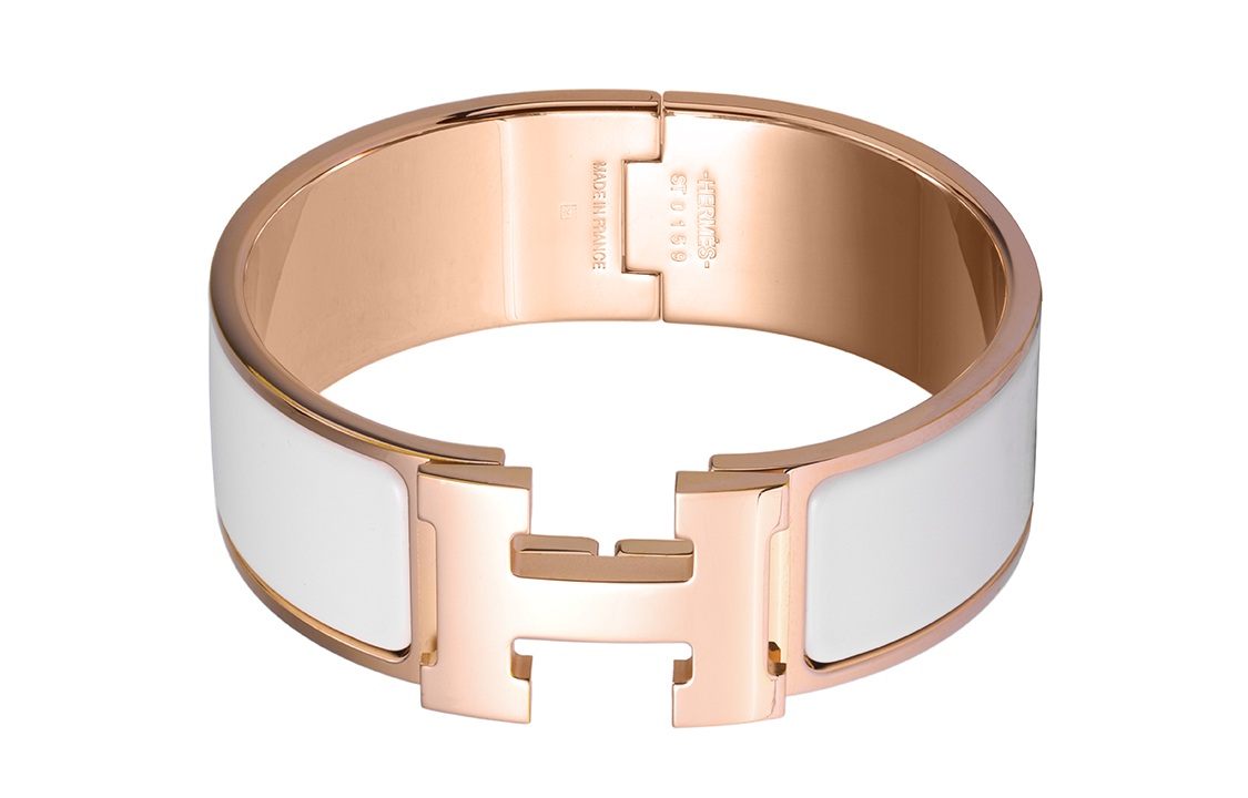 (Women) HERMES Rose Gold Plated H Logo Minimalist Bangle for Women H300001FO31
