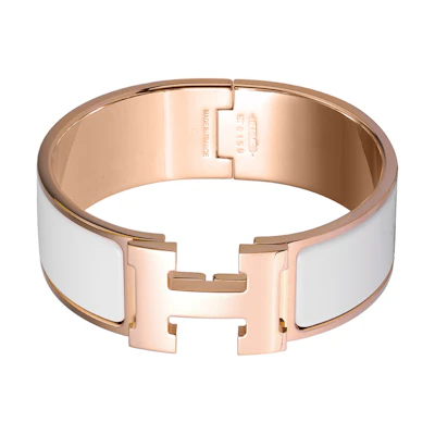 (Women) HERMES Rose Gold Plated H Logo Minimalist Bangle for Women H300001FO31