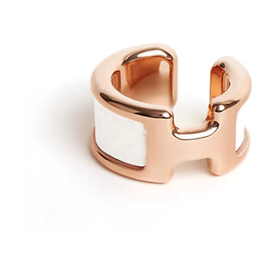 (Women) HERMES Rose Gold Plated Metal Calfskin Open Design Earrings for Women - Gold H010734CD01
