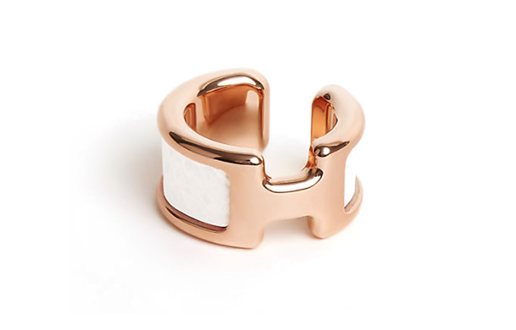 (Women) HERMES Rose Gold Plated Metal Calfskin Open Design Earrings for Women - Gold H010734CD01 圖 2
