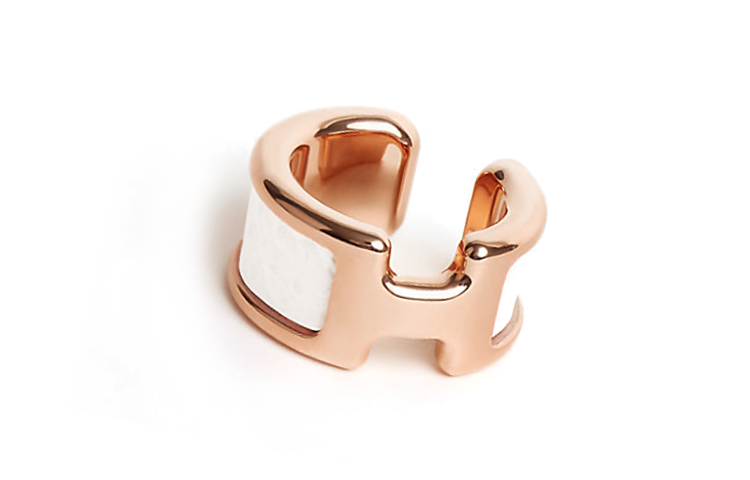 (Women) HERMES Rose Gold Plated Metal Calfskin Open Design Earrings for Women - Gold H010734CD01 圖 4