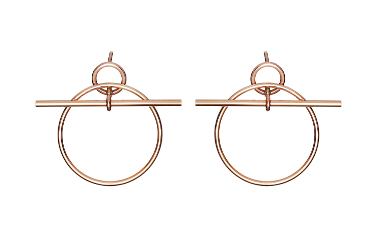 (Women) HERMES Rose Gold Ring Hoops - Small H105117B-00