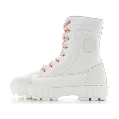 (W) HERMES Round-Toe Lace-Up Short Mid-Calf Martin Boots 'White'