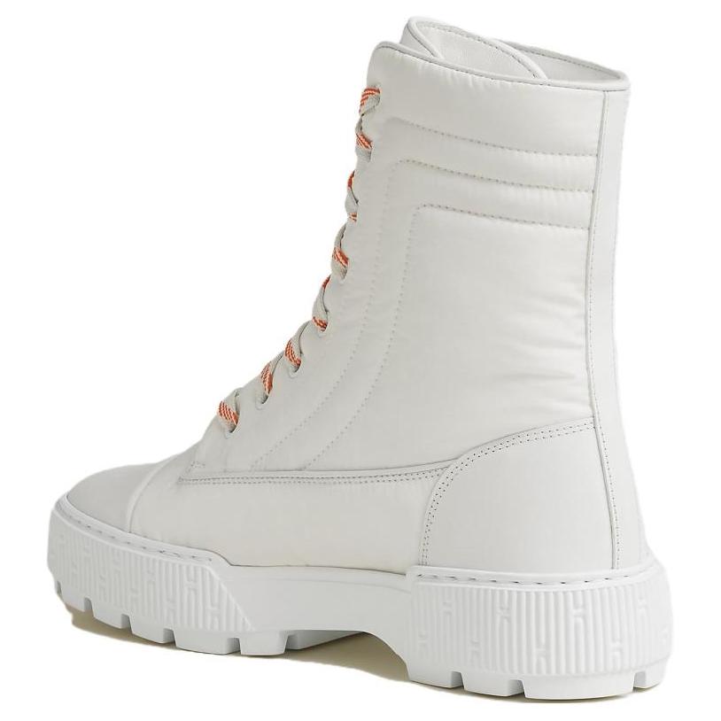 (W) HERMES Round-Toe Lace-Up Short Mid-Calf Martin Boots 'White' 圖 2