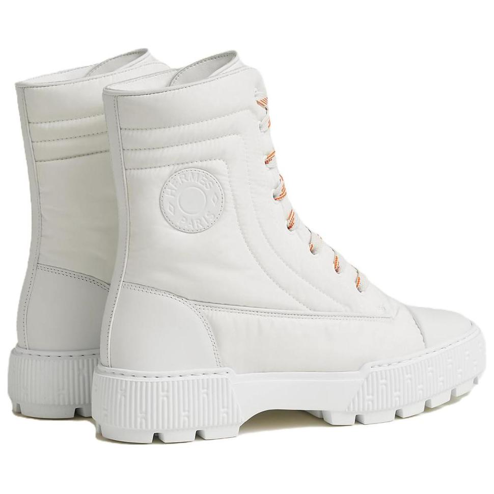 (W) HERMES Round-Toe Lace-Up Short Mid-Calf Martin Boots 'White' 圖 5