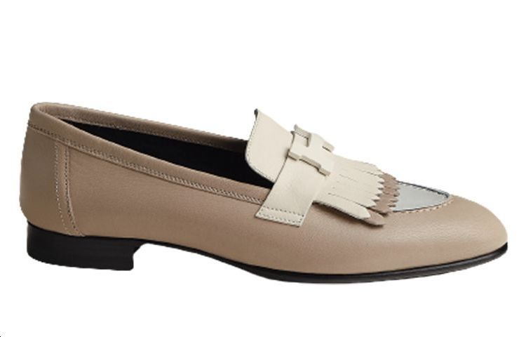 Order (W) HERMES Kasut Loafers Hujung Bulat 'Beige' H232136Z-B3